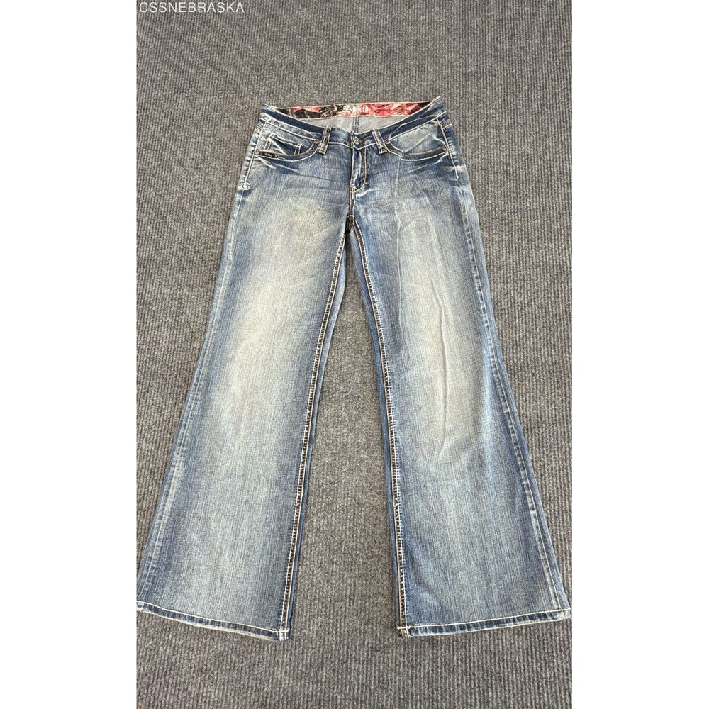 Adiktd Women's Blue Flare Wide Leg Jeans Distressed Long Inseam Sz 10/W31